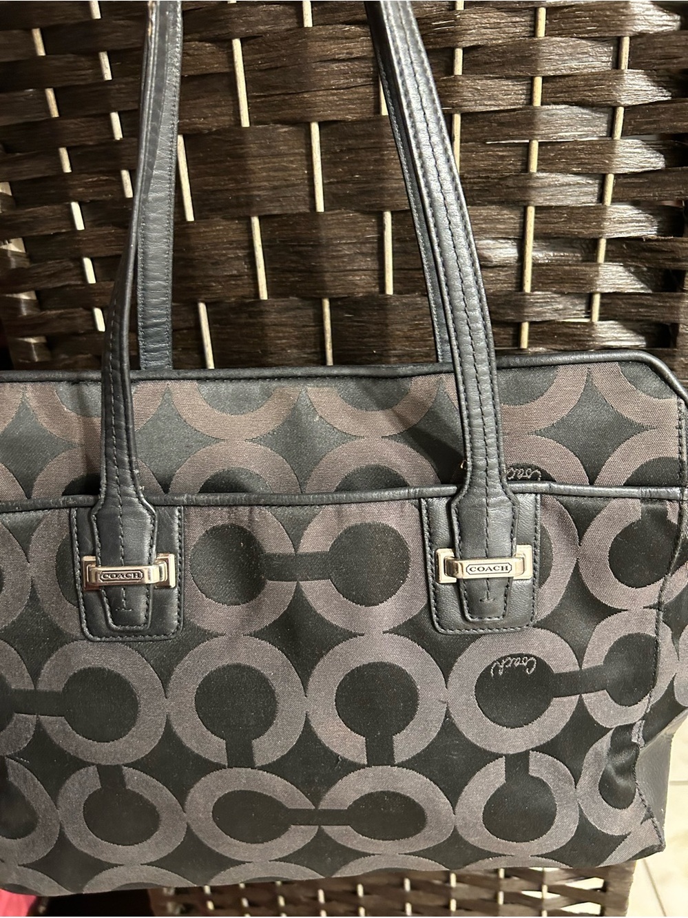 Coach Black and Gray Signature Tote